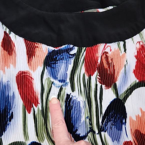 Sere Nade Womens Floral Sleeveless Blouse Size XL Accordian Peplum Artsy Light - Picture 9 of 10